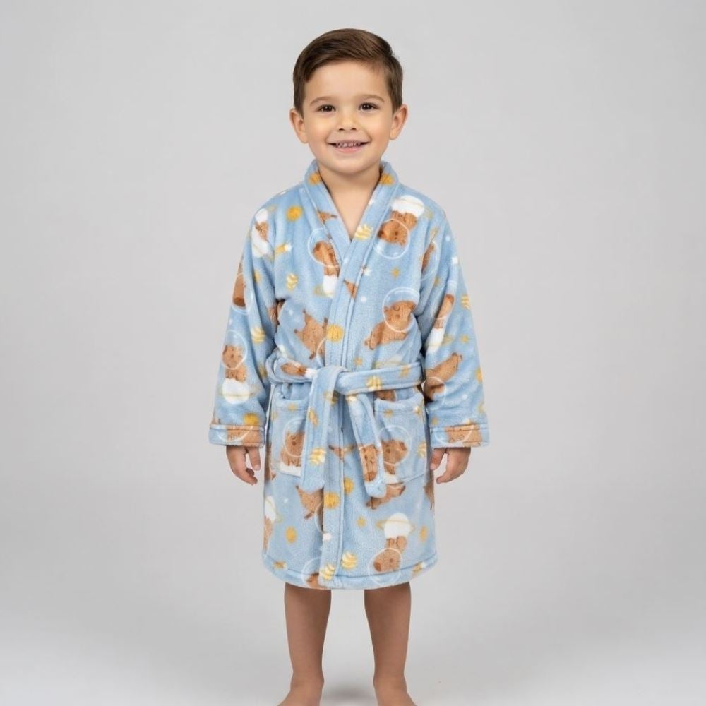 Roupão Infantil P Microfibra Lumini Havan Kids - Capivara Astronauta
