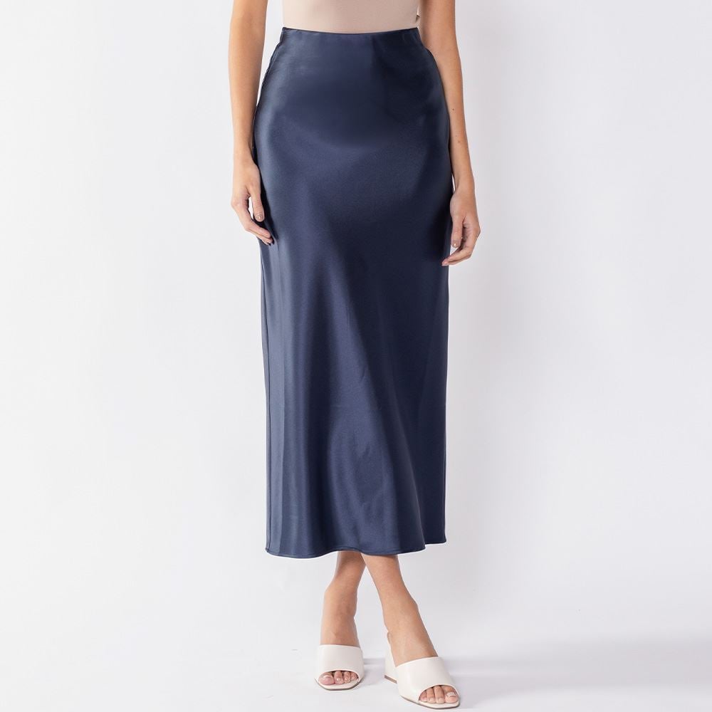 Saia Feminina De Cetim Boby Blues Azul Marinho
