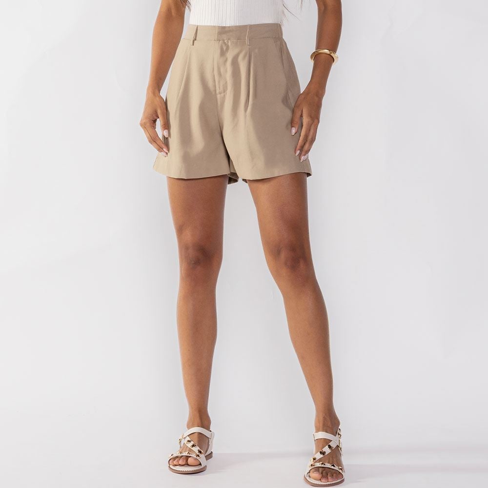 Short Feminino De Alfaiataria Boby Blues Amendoa