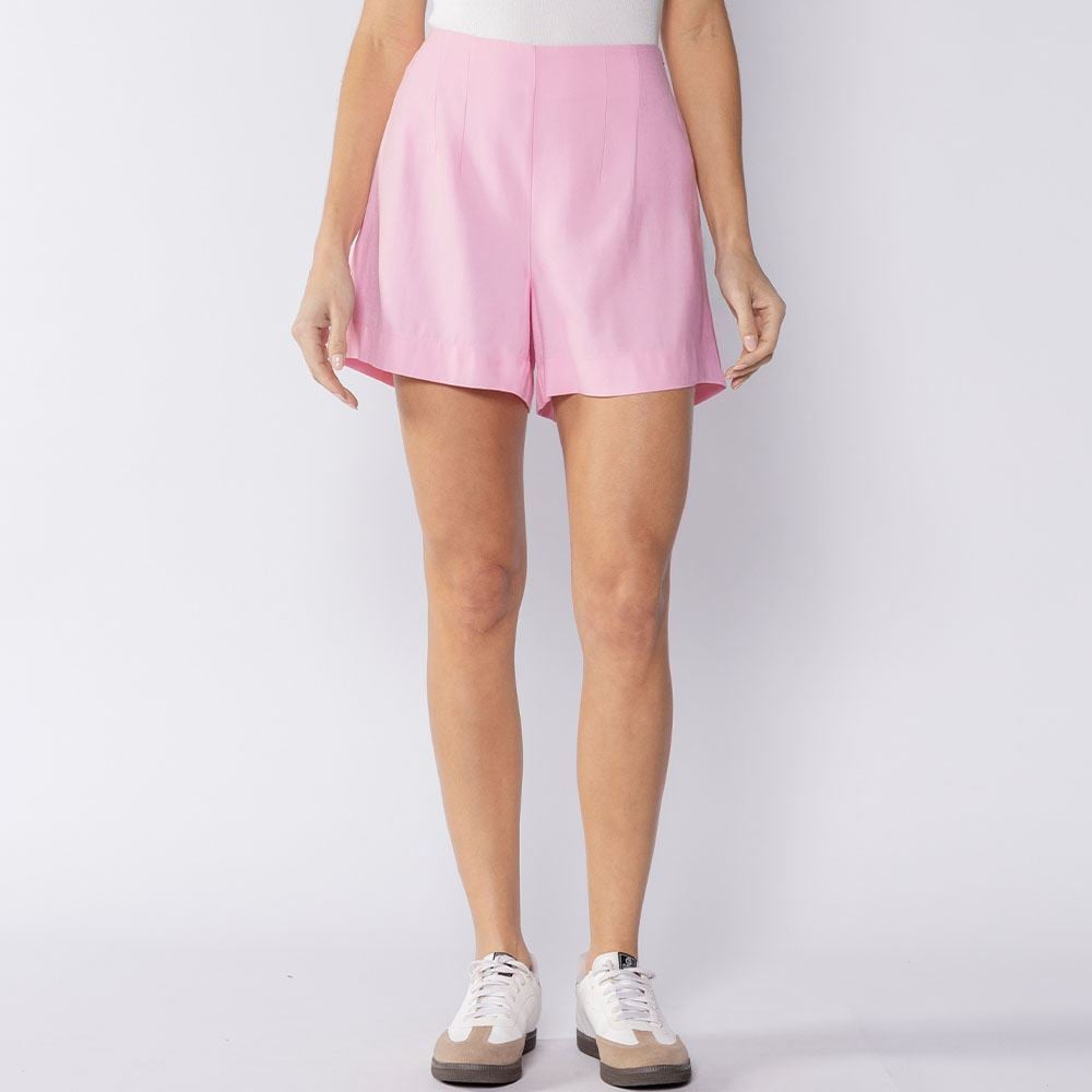 Short Feminino De Alfaiataria Boby Blues Rosa Foundant