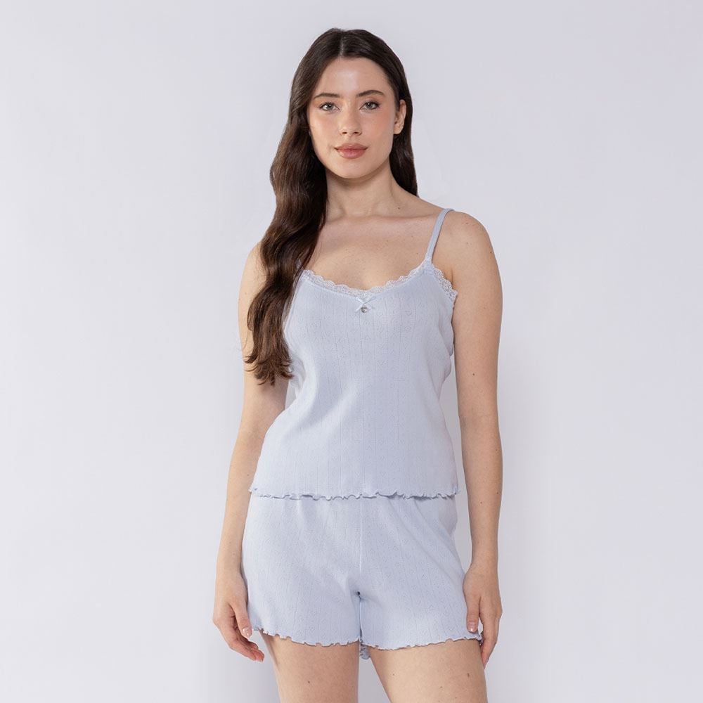 Short Doll Feminino De Algodão Camila Moretti Azul