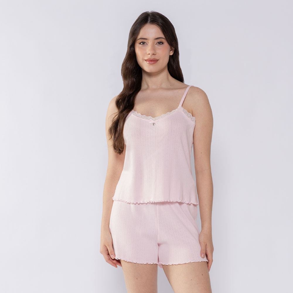Short Doll Feminino De Tricô Camila Moretti Rosa