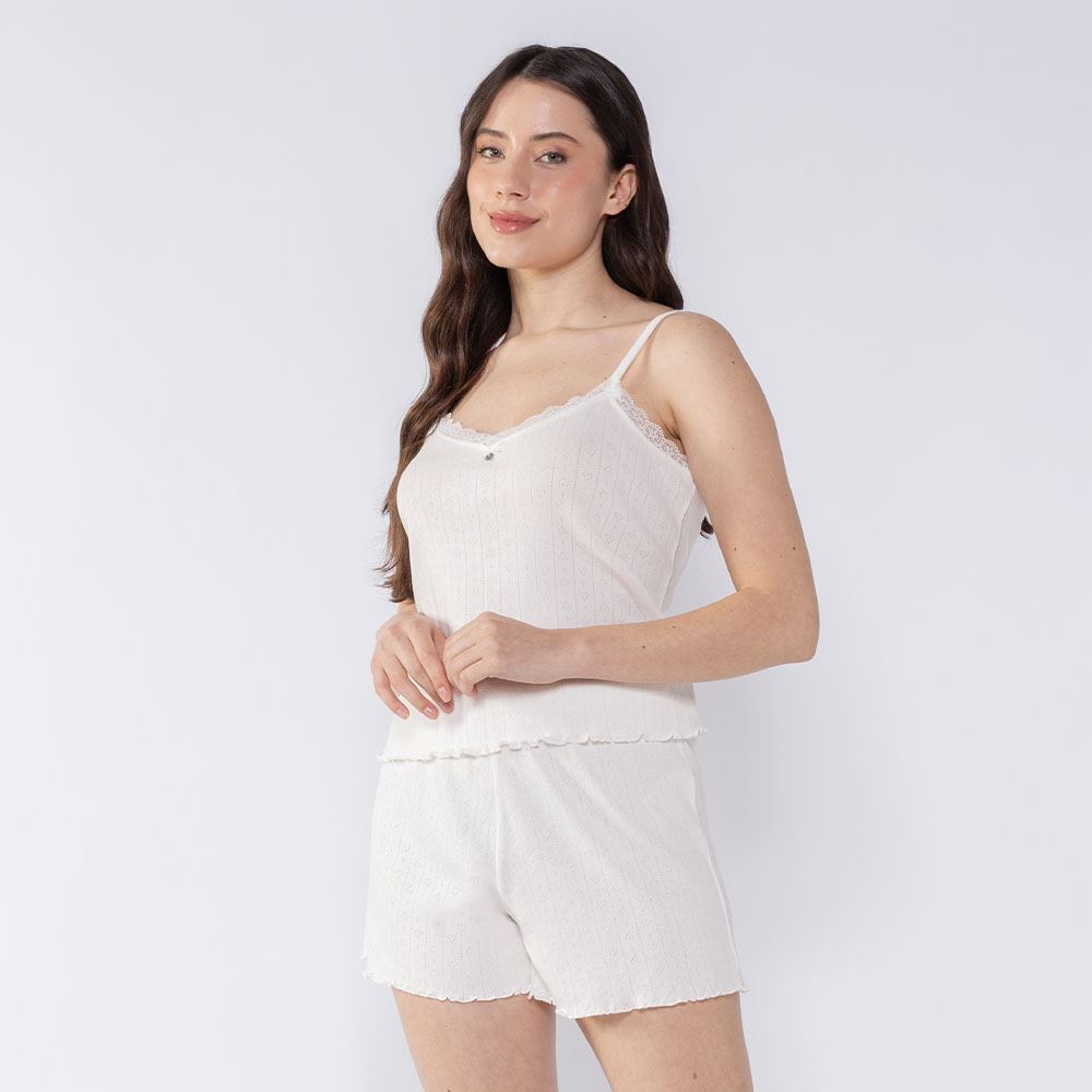 Short Doll Feminino De Tricô Camila Moretti Off White
