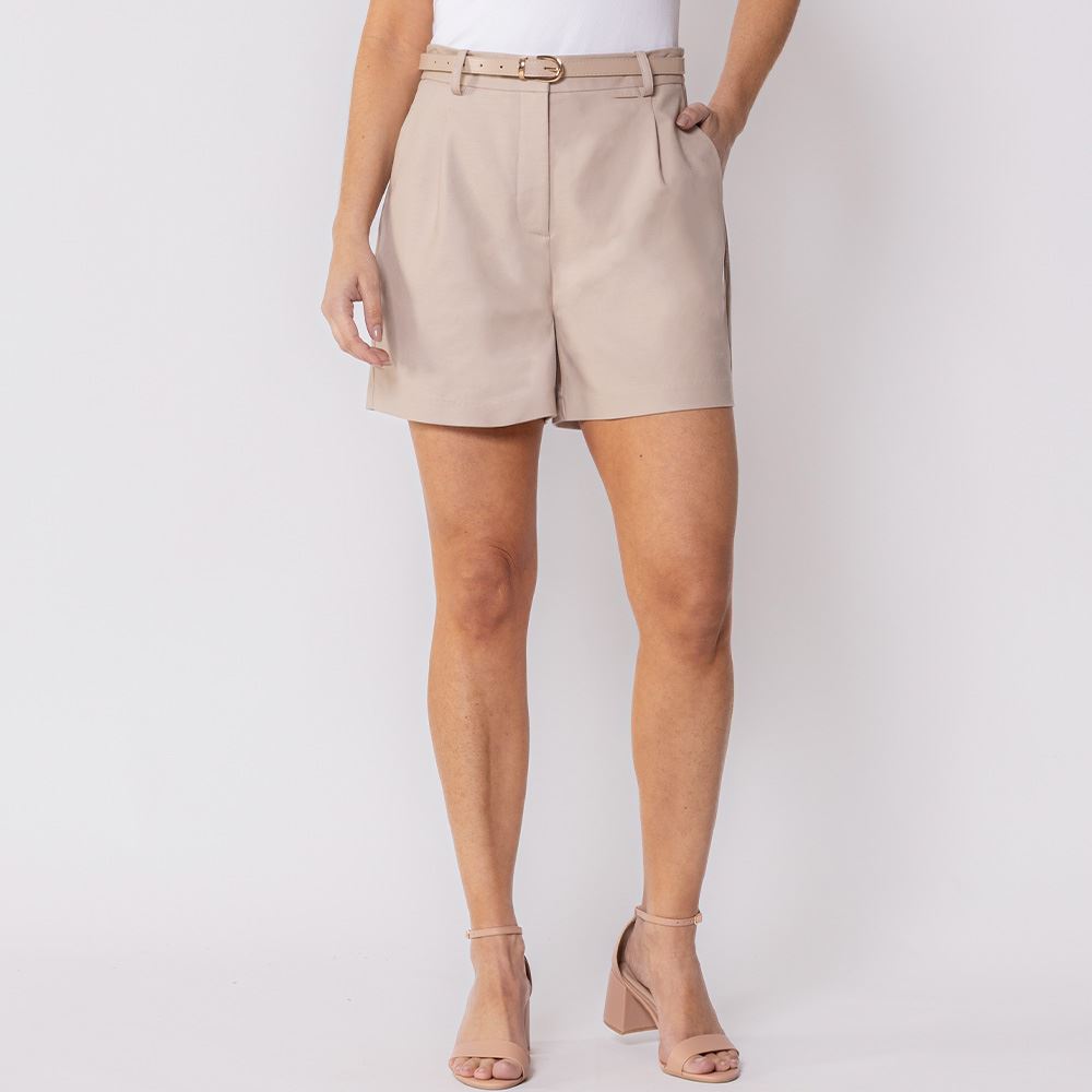 Short Feminino De Alfaiataria Com Cinto Patricia Foster Fendi