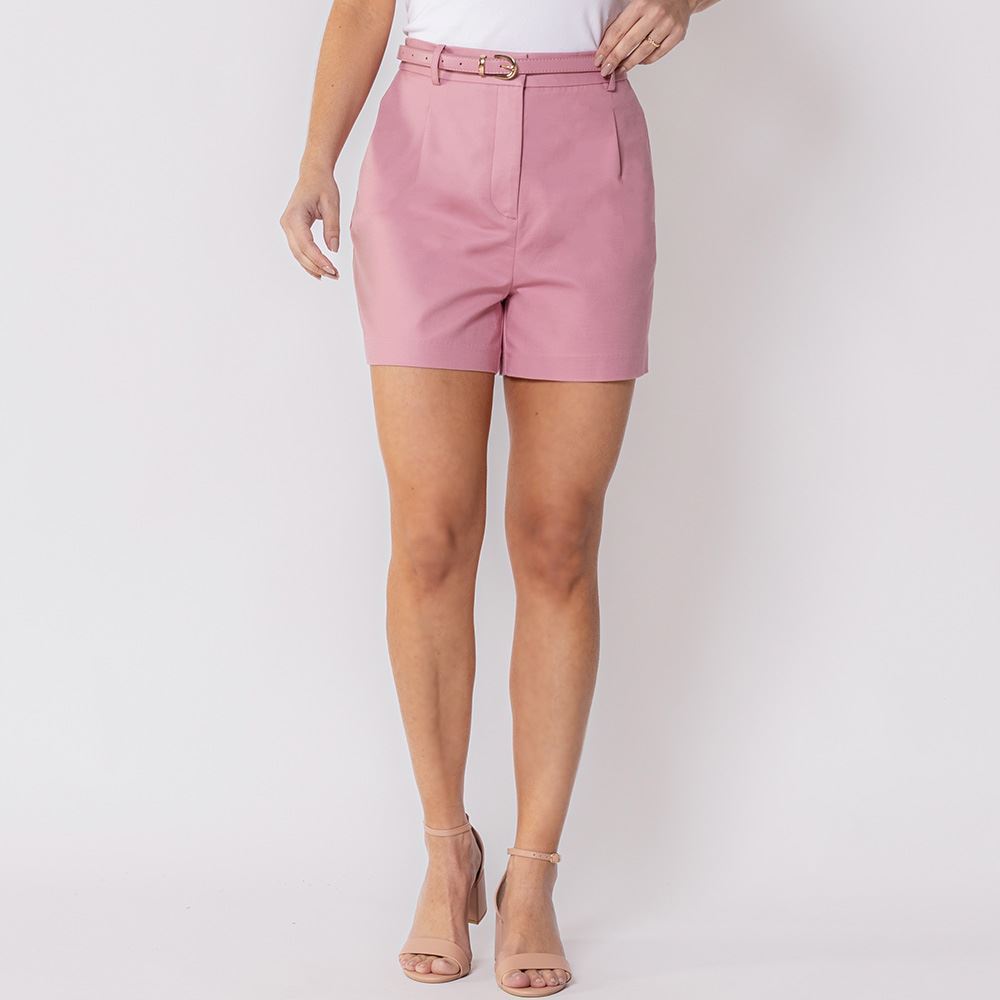Short Feminino De Alfaiataria Com Cinto Patricia Foster Misterio
