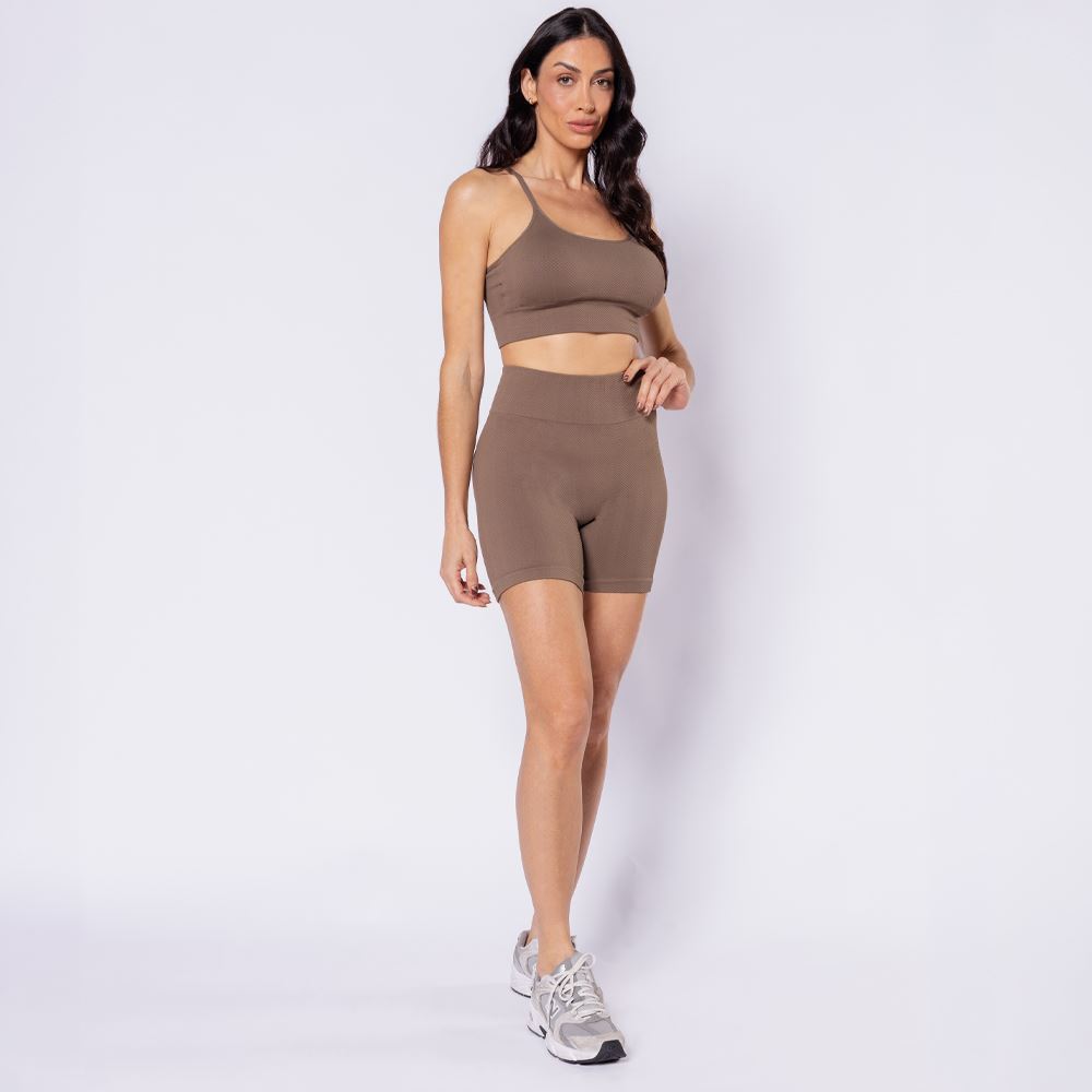 Short Feminino Fitness Sem Costura Scream Cacau
