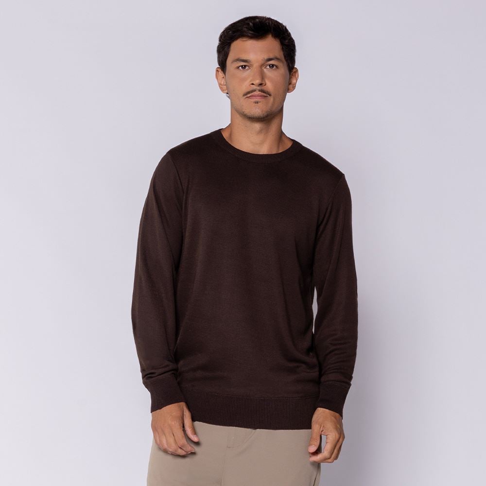 Suéter Masculino De Tricot Marc Alain Marrom