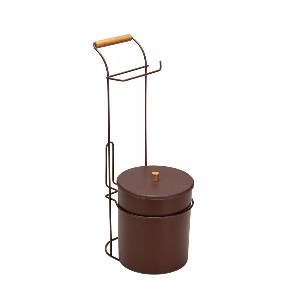 Suporte para Papel Higiênico com Lixeira Marrom Terra Brasil Arthi