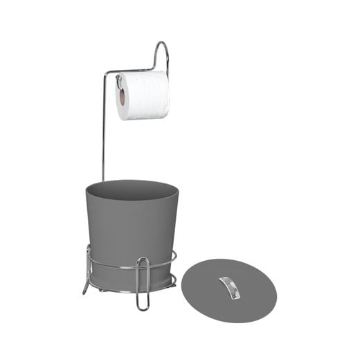 Suporte para Papel Higiênico com Lixeira Niquelart - Chumbo