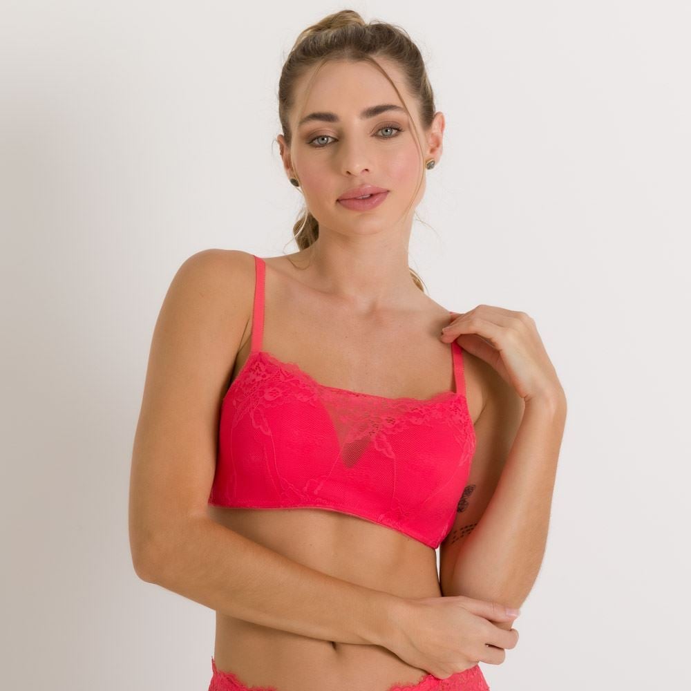 Sutiã Top Em Renda De Poliamida Camila Moretti Coral
