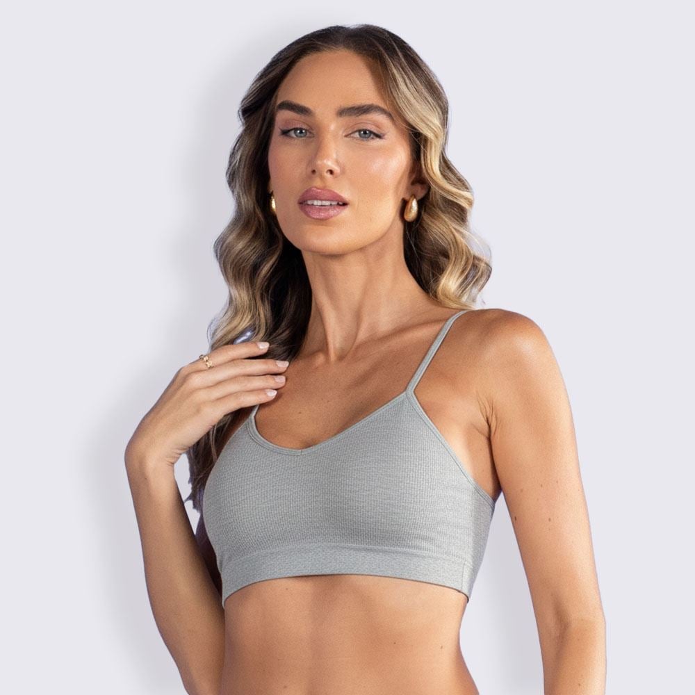 Sutiã Top Sem Costura Canelado Camila Moretti Mescla