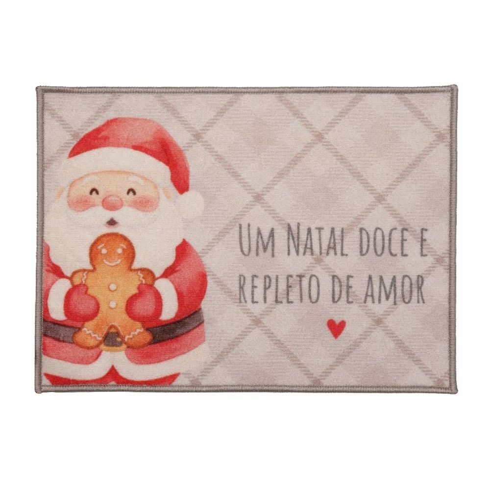 Tapete de Natal Decorativo 50X70 cm Havan Casa - Xadrez Bege