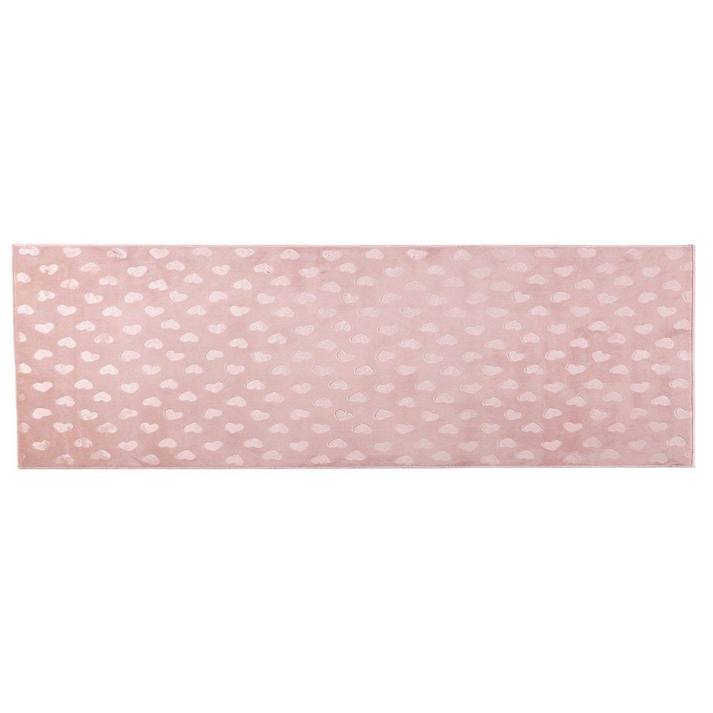 Tapete Passadeira 80Cm X 1,50M Luna Havan Casa - Rosa Coração
