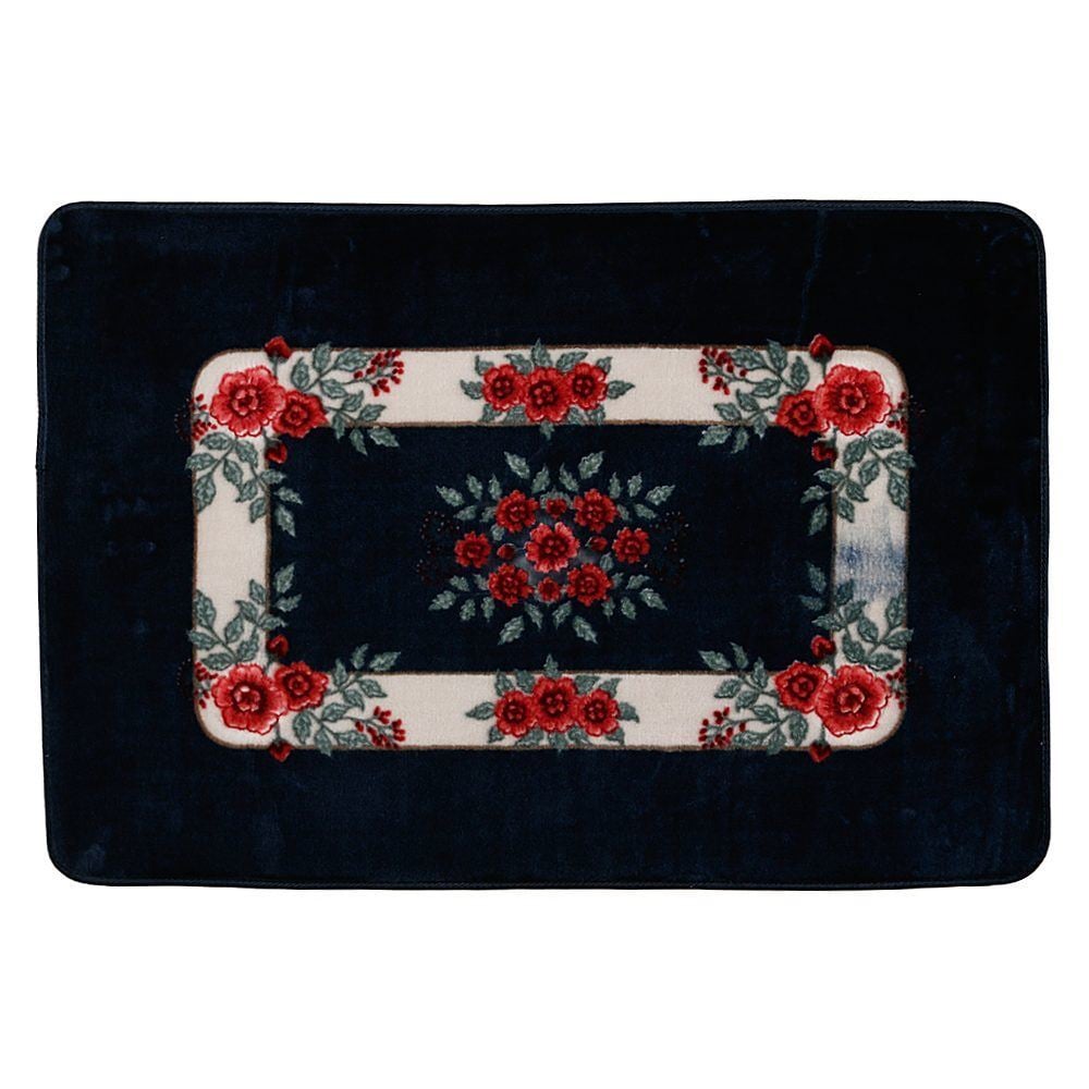 Tapete Sevilha Antiderrapante 60X90cm Solecasa - Floral Azul