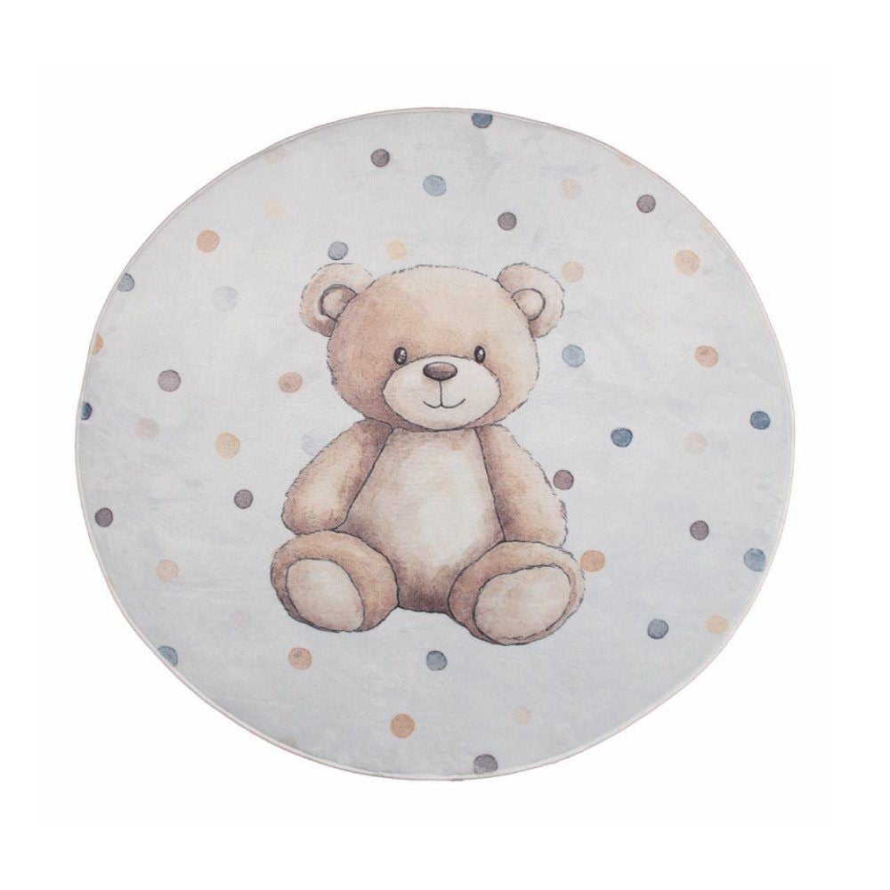 Tapete Infantil Redondo Soft 1,00M Havan Casa - Bege Urso