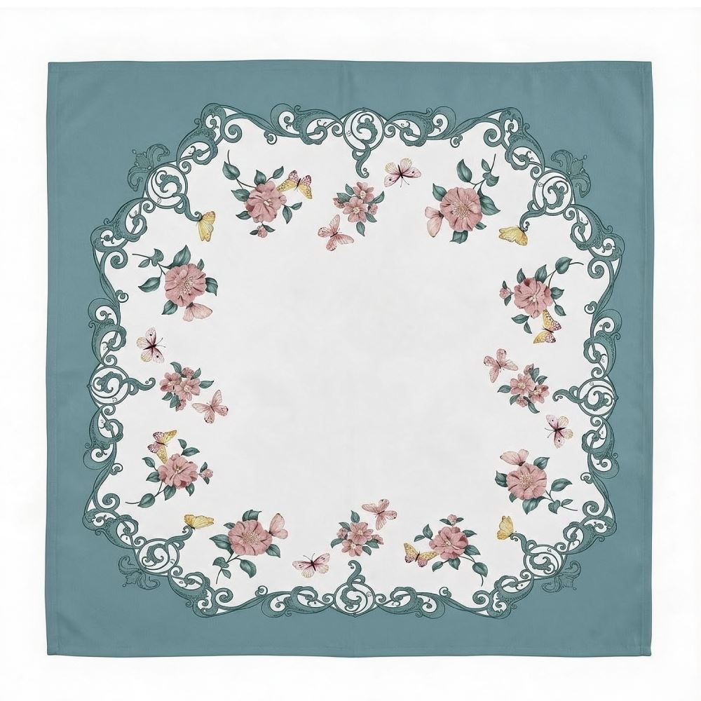 Toalha Centro de Mesa 78X78cm Clean Döhler - Borboletas