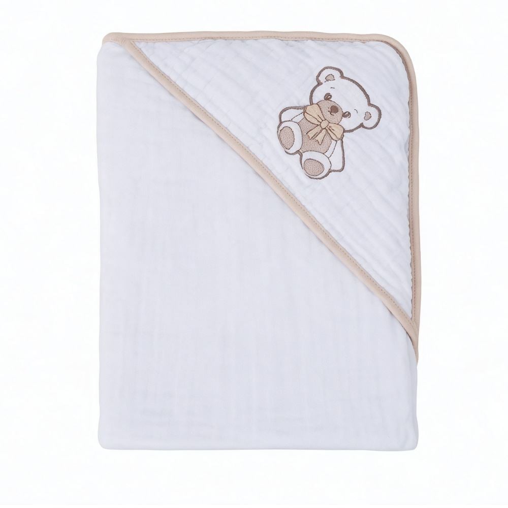 Toalha de Banho Bebê com Capuz de Canto Soft 80X80cm Havan Baby - Urso Bege