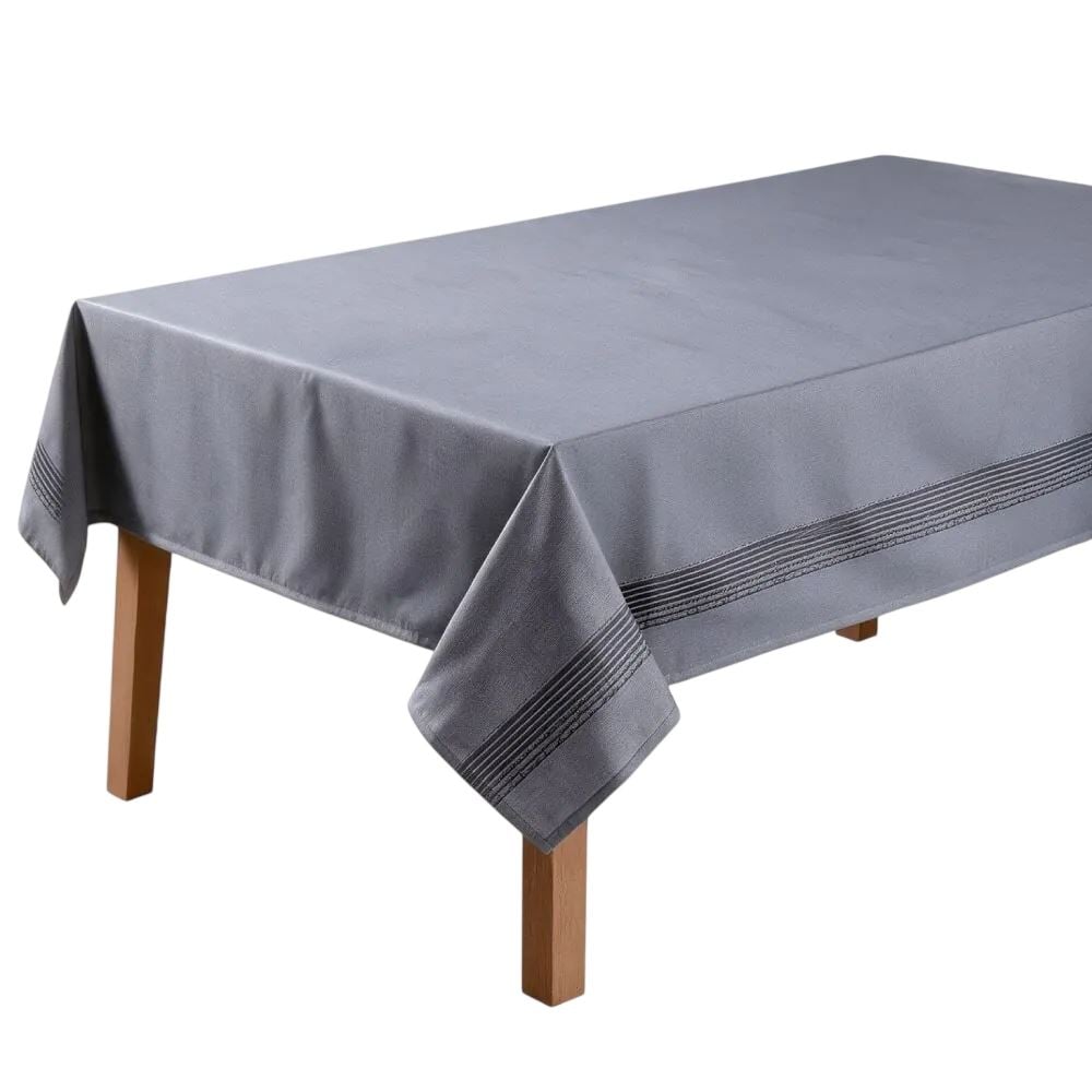 Toalha de Mesa Retangular 1,40X2,10M Clean Döhler - Listra Cinza
