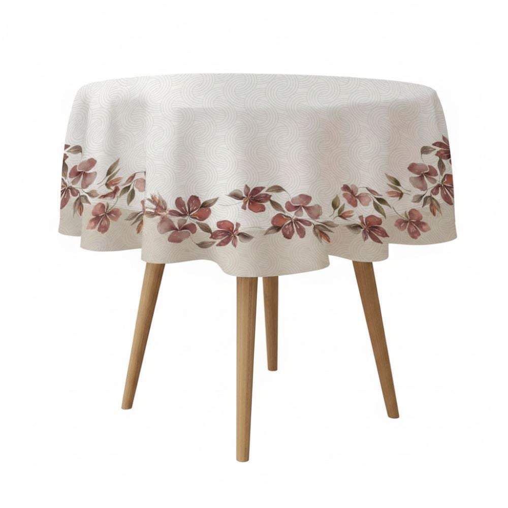 Toalha de Mesa 1,50M Redonda Estampada Havan Casa - Flores Bordô