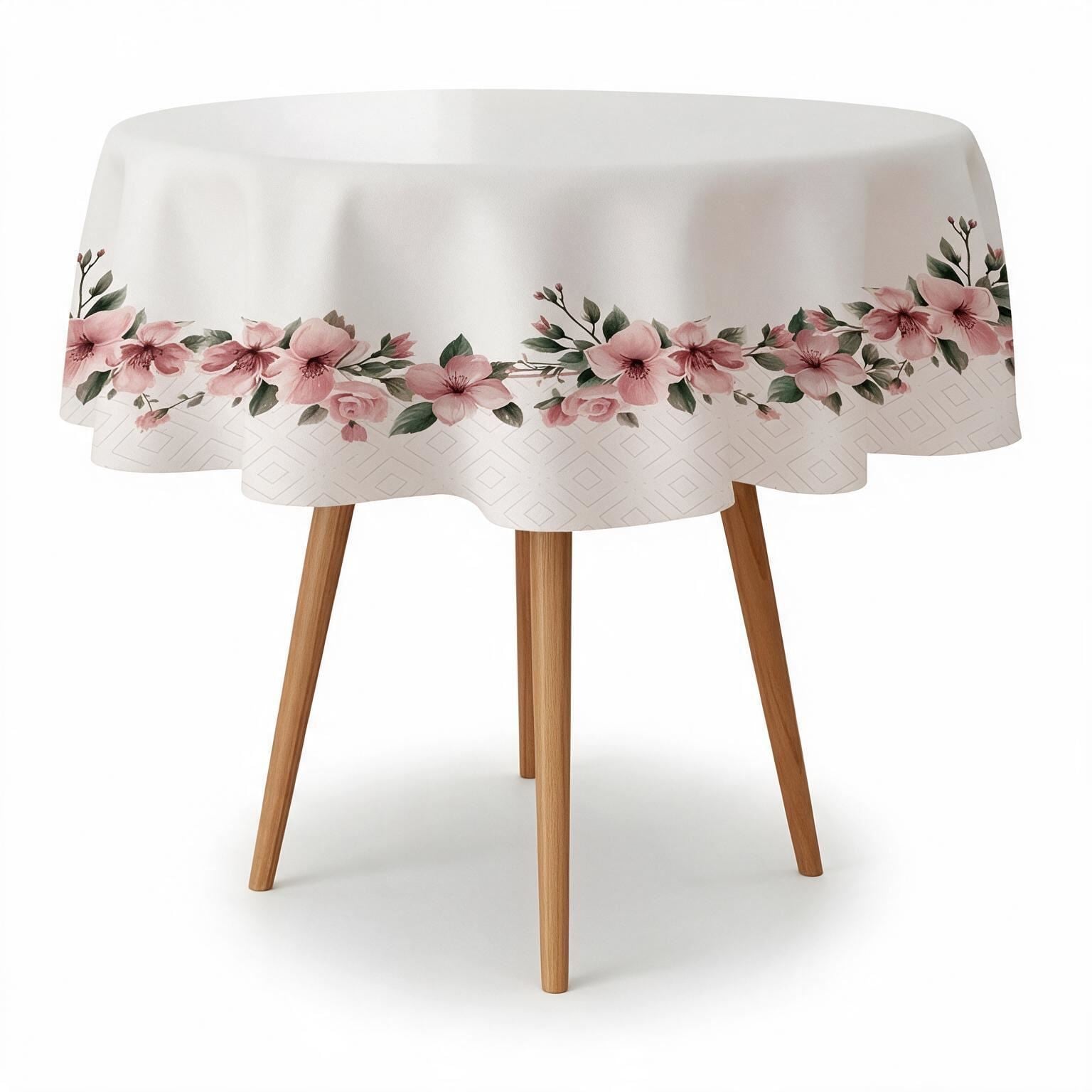 Toalha de Mesa 1,50M Redonda Estampada Havan Casa - Floral Rosa