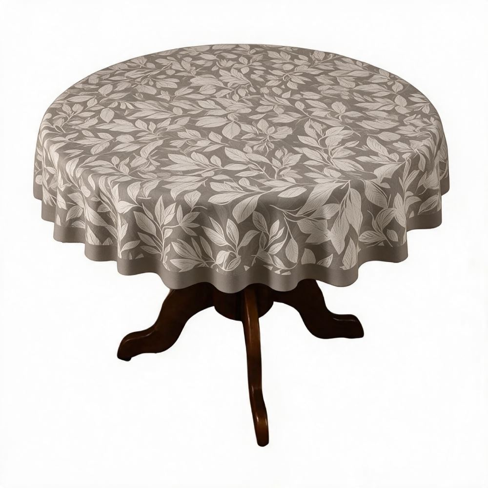 Toalha de Mesa 1,50M Redonda Estampada Havan Casa - Folhas Cinza