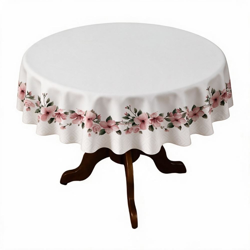Toalha de Mesa 1,50M Redonda Estampada Havan Casa - Floral Rosa