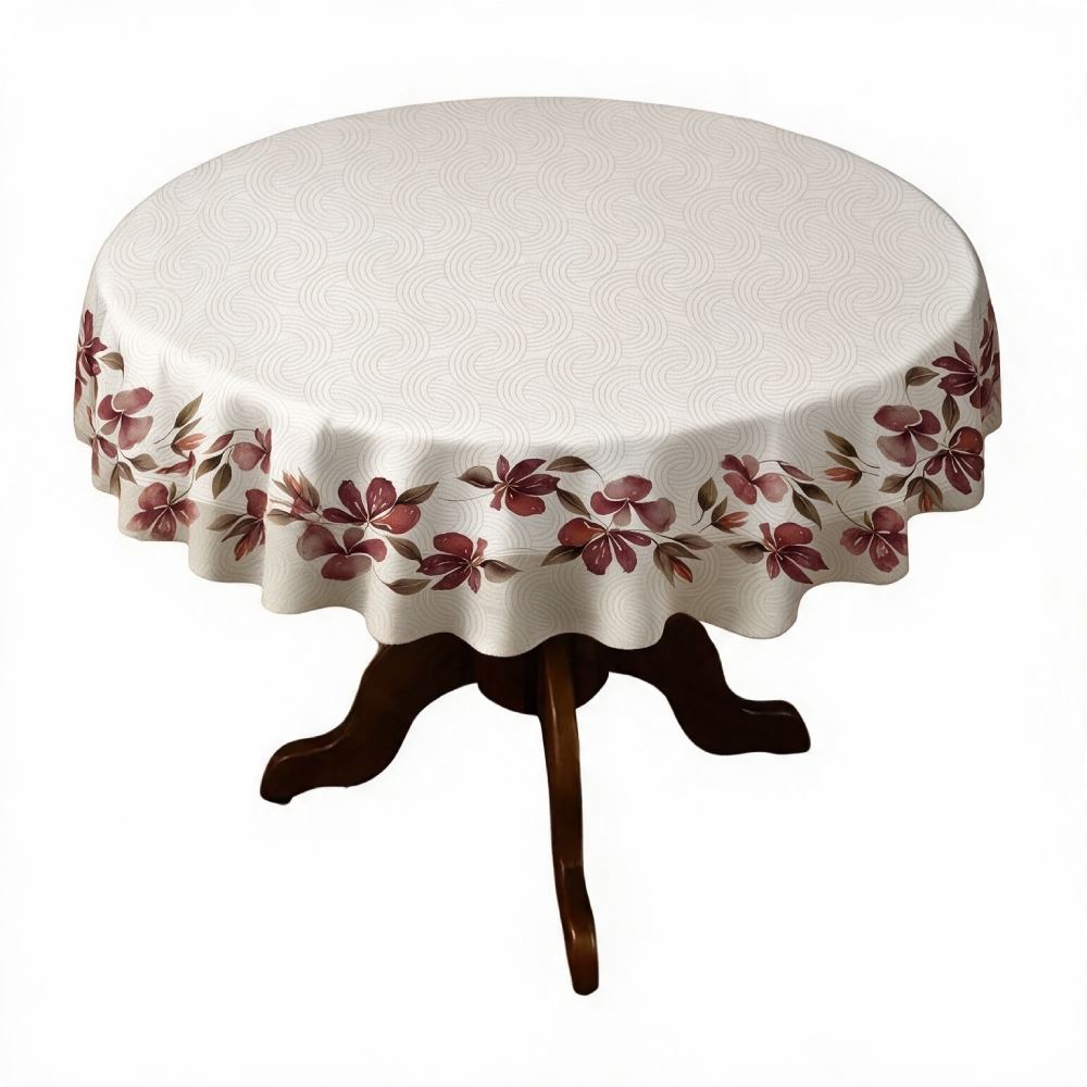 Toalha de Mesa 1,50M Redonda Estampada Havan Casa - Flores Bordô