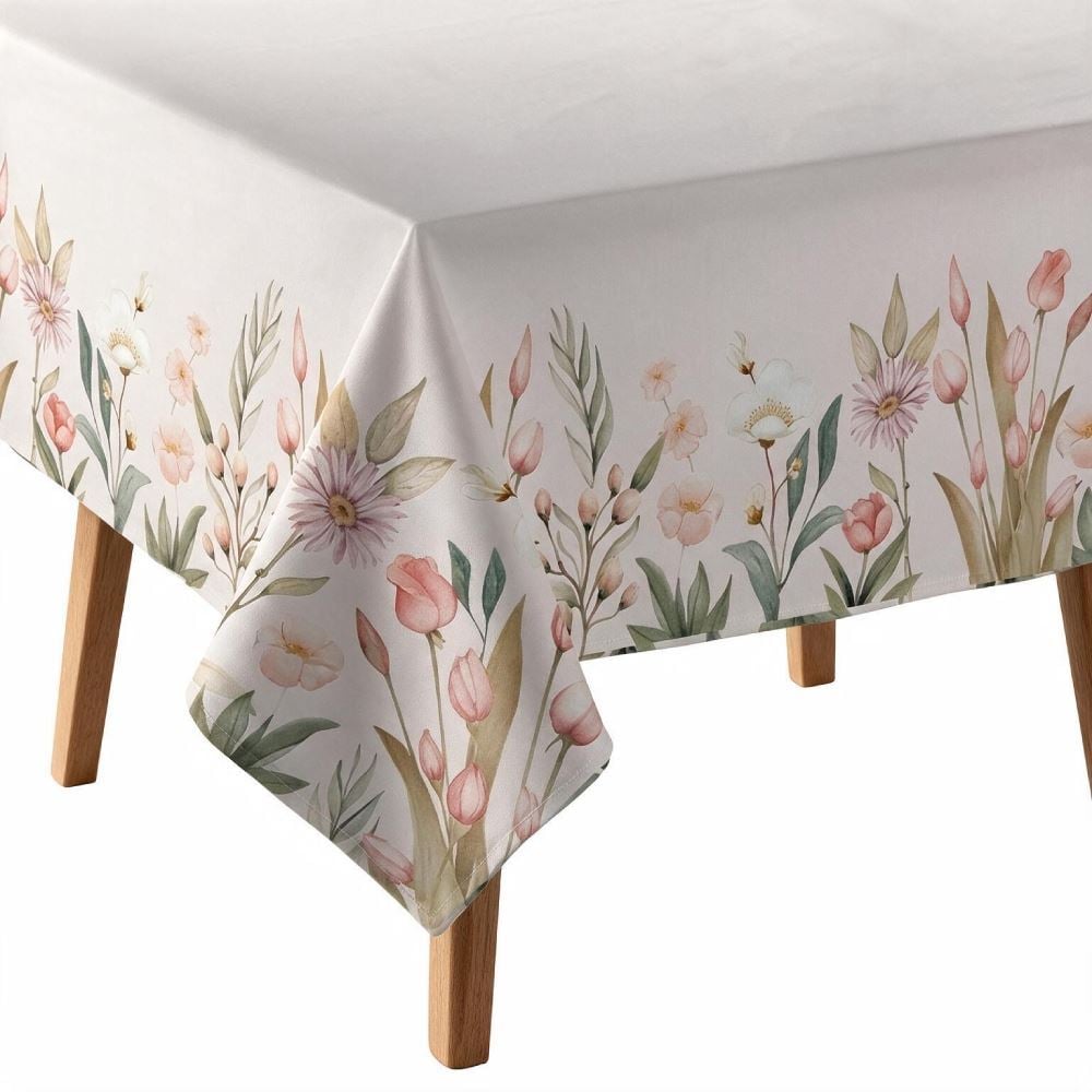 Toalha de Mesa Quadrada 1,80X1,80 m Clean Renova Döhler - Flores Salmão