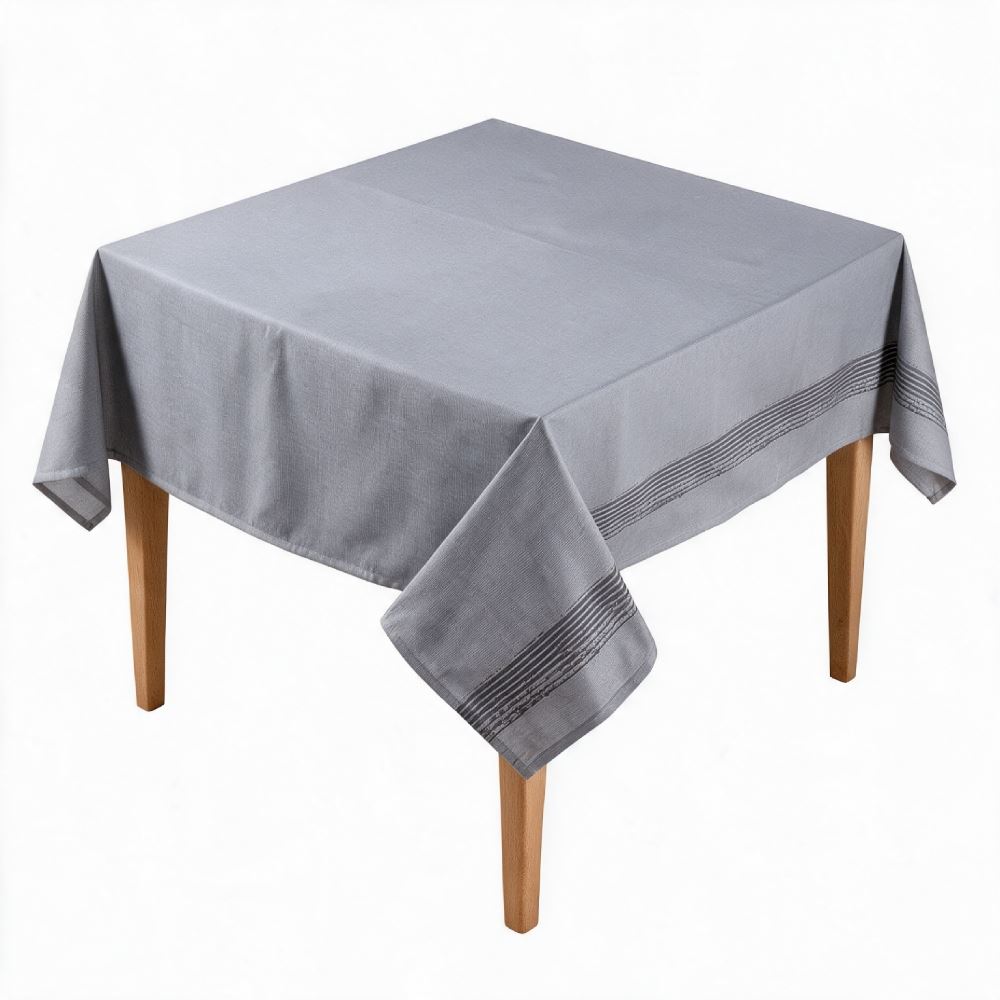 Toalha de Mesa Quadrada 1,40X1,40M Clean Döhler - Listra Cinza