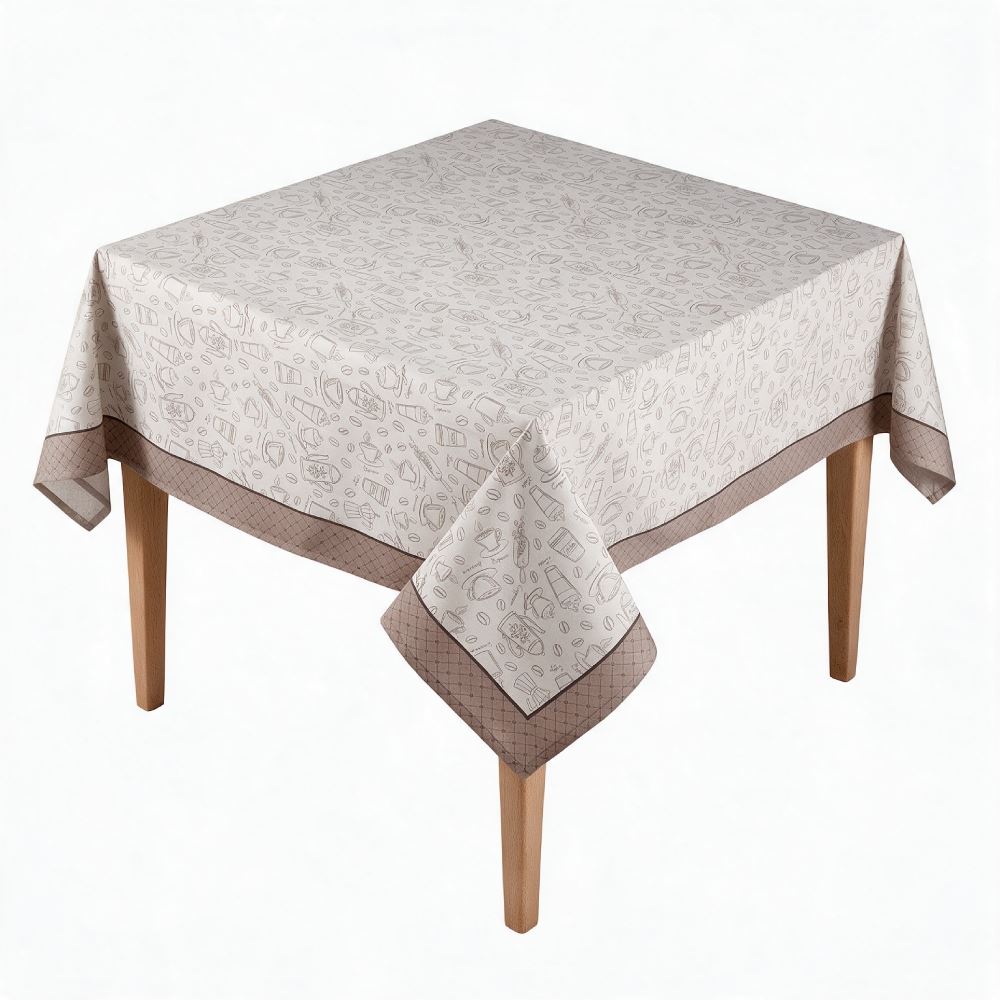 Toalha de Mesa Quadrada 1,40X1,40M Clean Döhler - Desenho Café