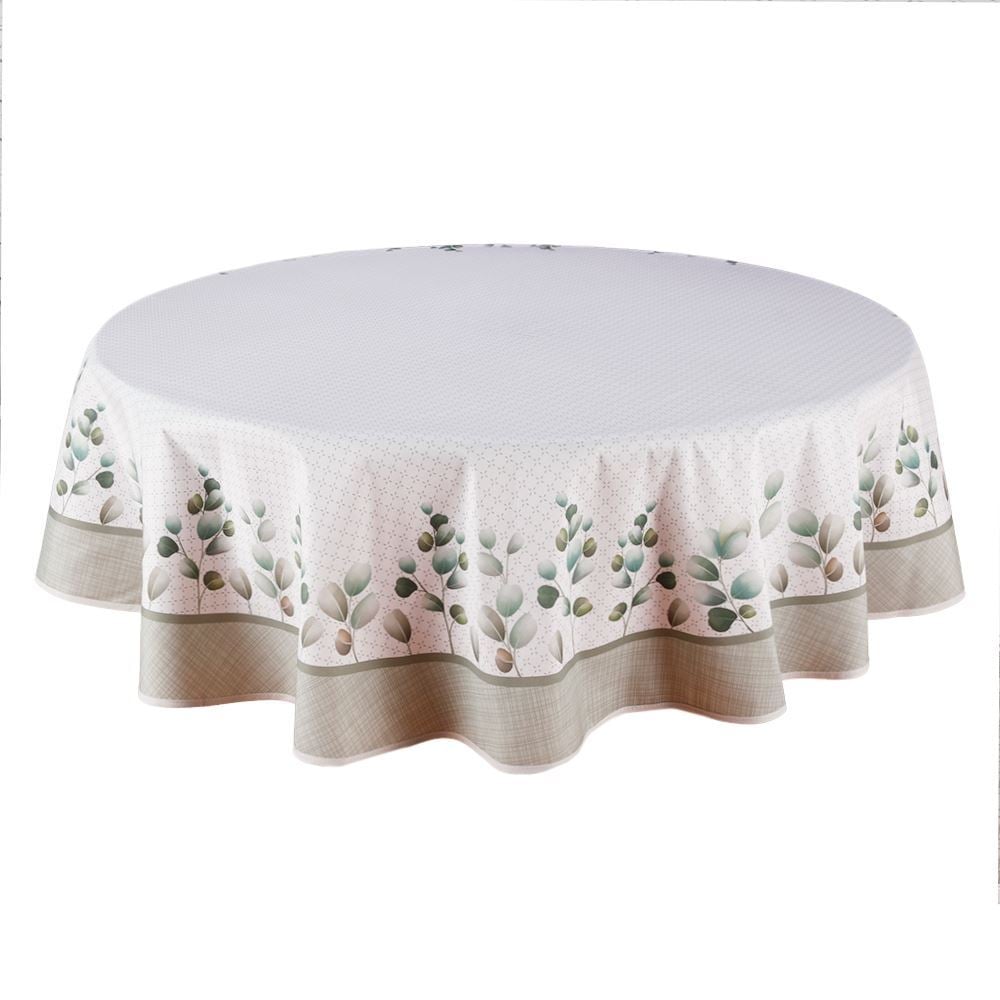 Toalha de Mesa Redonda Clean Renova Dohler - Flores Verde