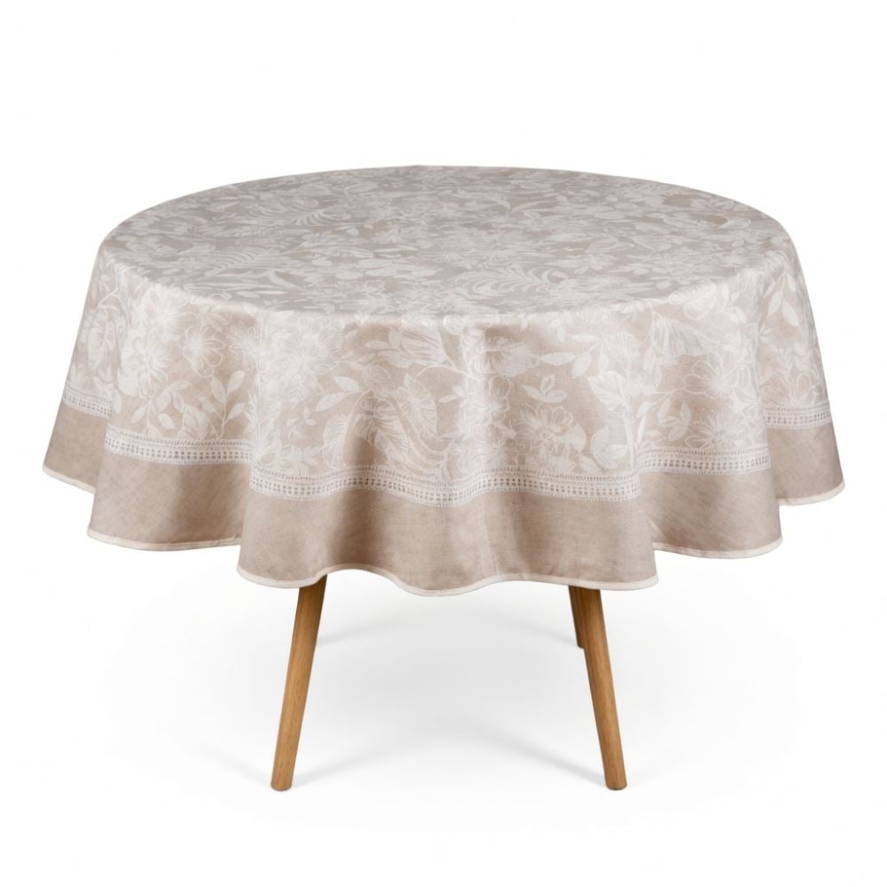 Toalha de Mesa Redonda Clean Renova Dohler - Alana Bege