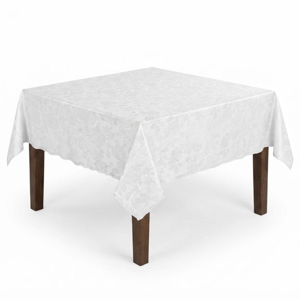 Toalha de Mesa Térmica 1,38X1,38 m Salehtex - Branca Jacquard
