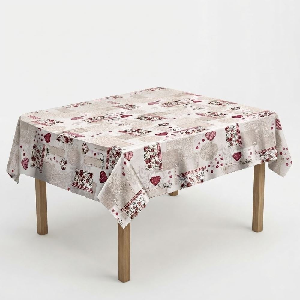 Toalha de Mesa Térmica 1,38X1,38 m Salehtex - Coração Patchwork