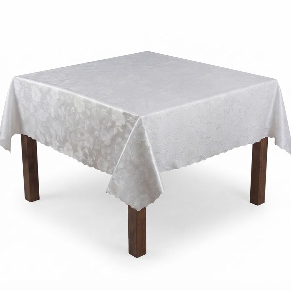 Toalha de Mesa Térmica 1,38X1,38 m Salehtex - Prata Jacquard