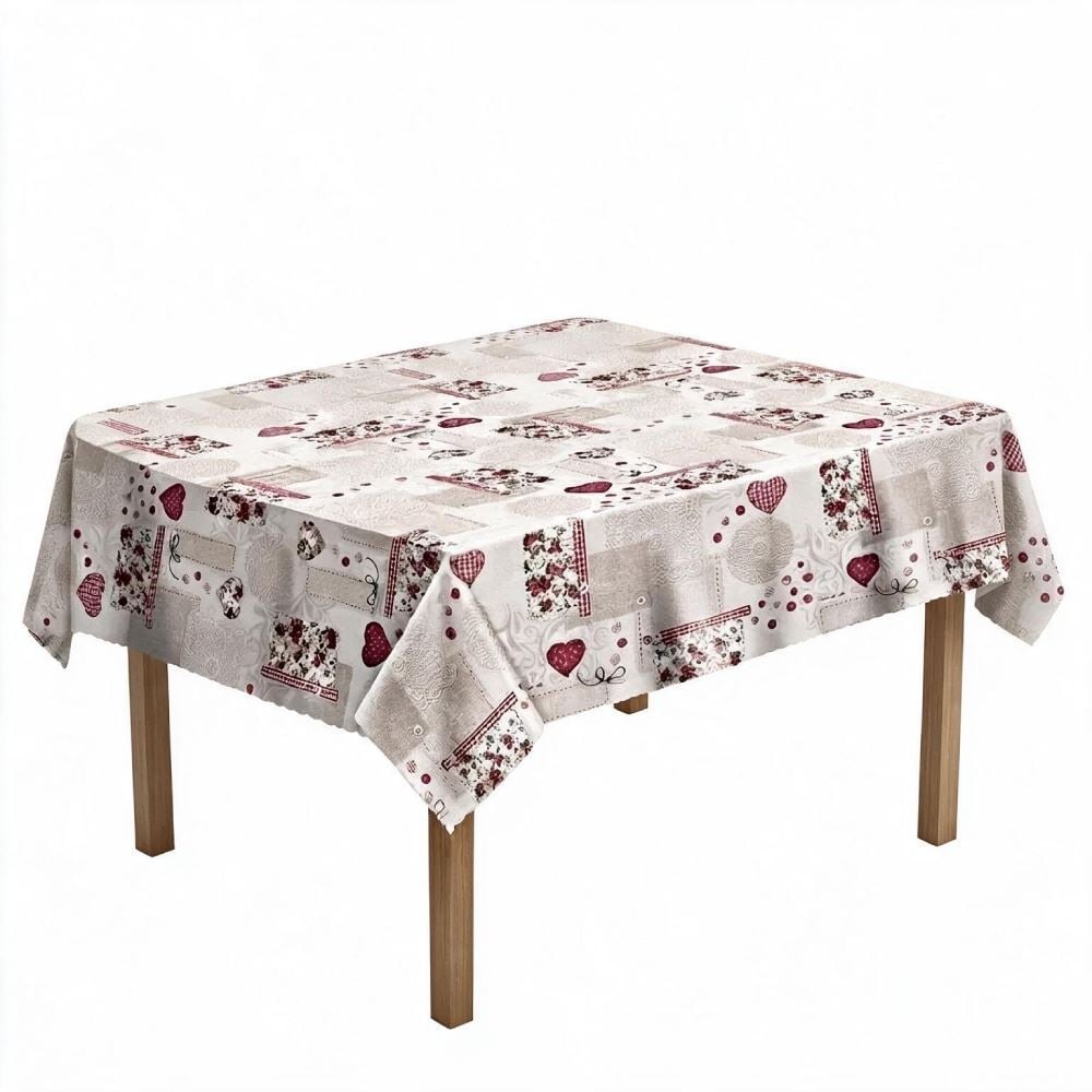 Toalha de Mesa Térmica 1,38X1,38 m Salehtex - Coração Patchwork