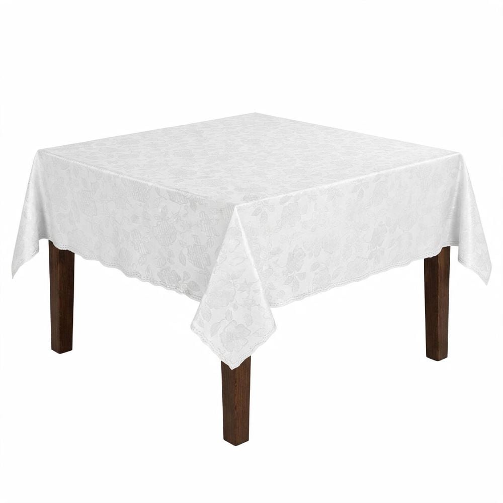 Toalha de Mesa Térmica 1,38X1,38 m Salehtex - Branca Jacquard