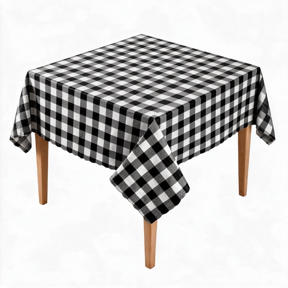 Toalha de Mesa Térmica Quadrada 1,38X1,38M Salehtex - Xadrez Preto