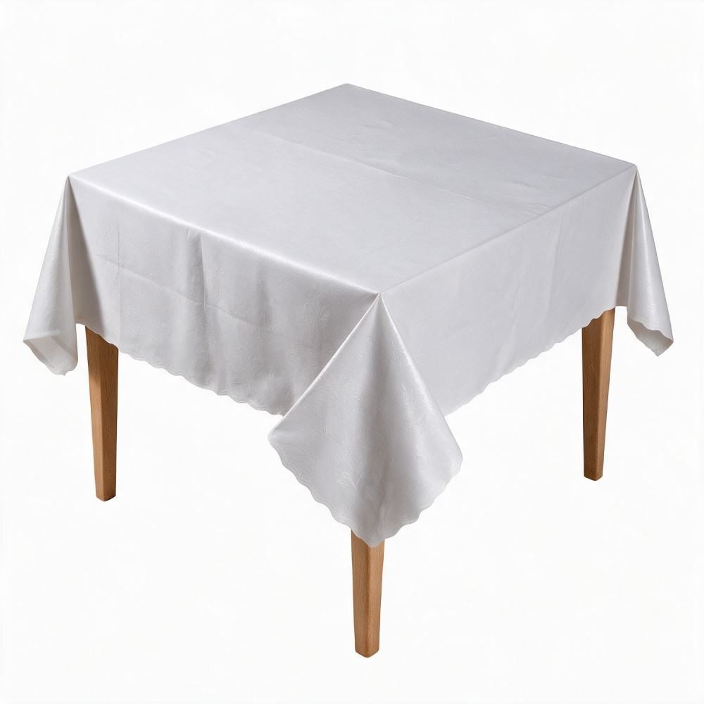 Toalha de Mesa Térmica Quadrada 1,38X1,38M Salehtex - Branca Jacquard