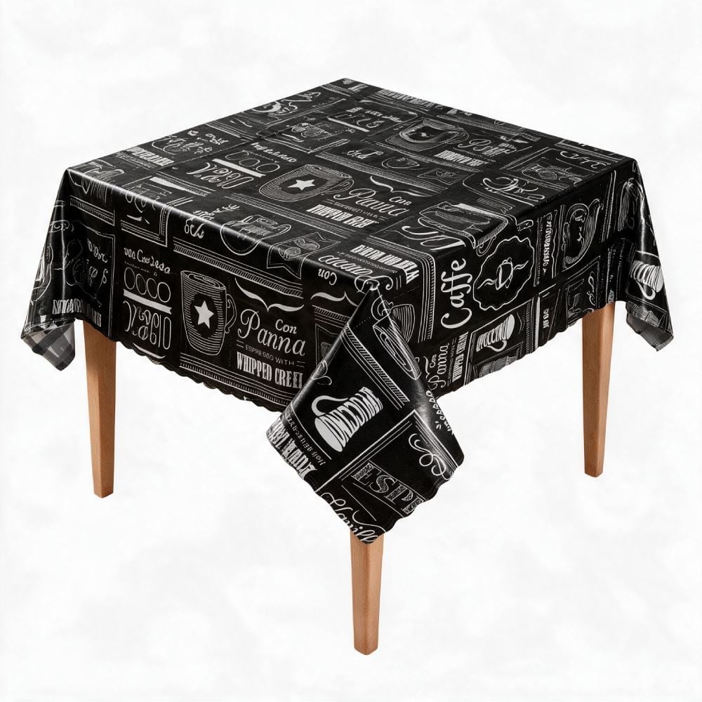 Toalha de Mesa Térmica Quadrada 1,38X1,38M Salehtex - Café Expresso Preto
