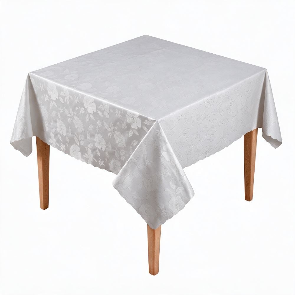 Toalha de Mesa Térmica Quadrada 1,38X1,38M Salehtex - Prata Jacquard