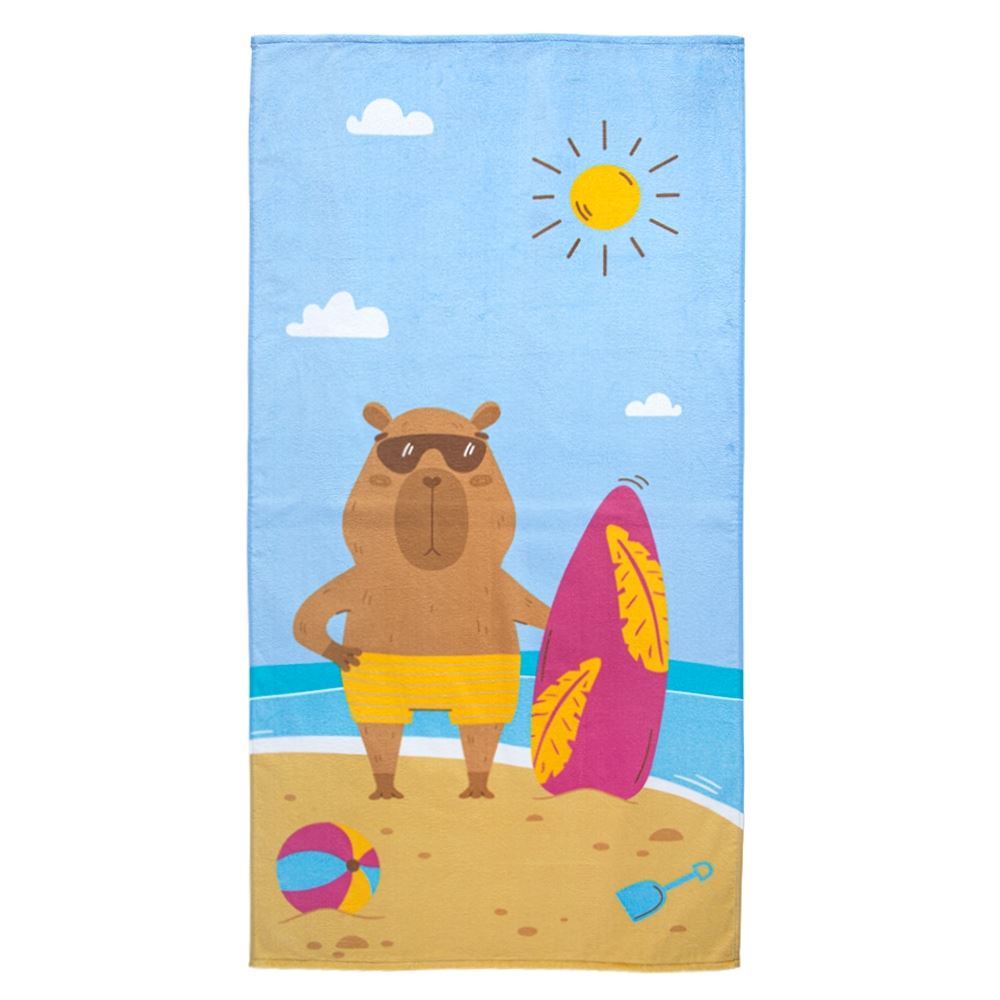 Toalha de Praia Aveludada 100% Algodão Döhler - Capivara Surf