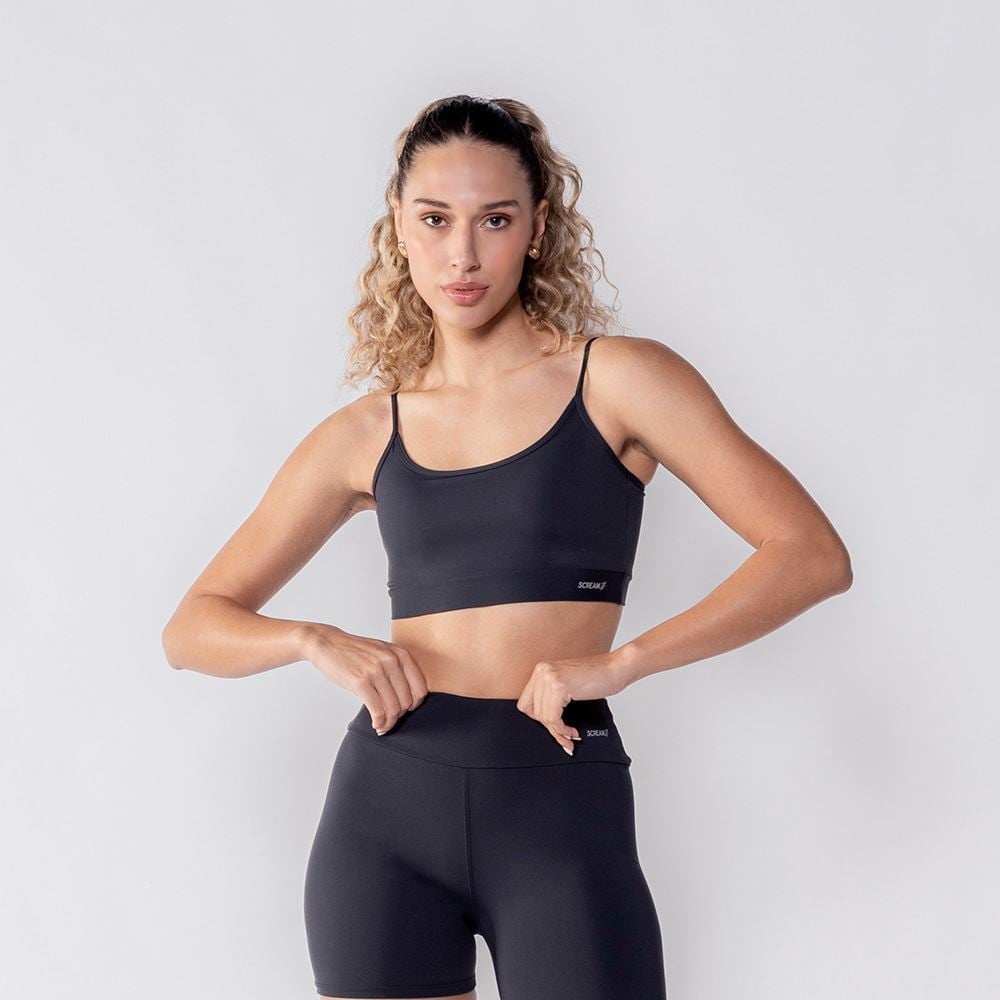 Top Feminino De Alça Básico Scream Preto
