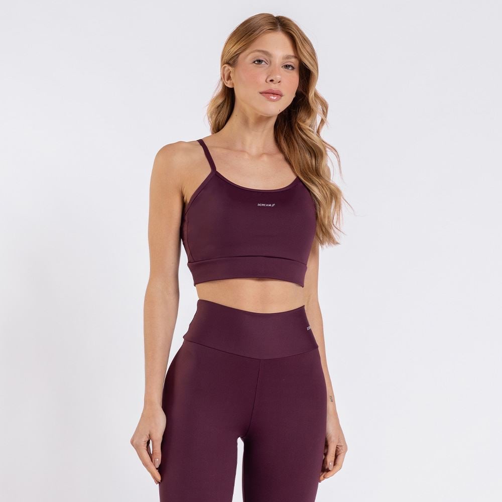Top Feminino De Alça Básico Scream Bordo Figo