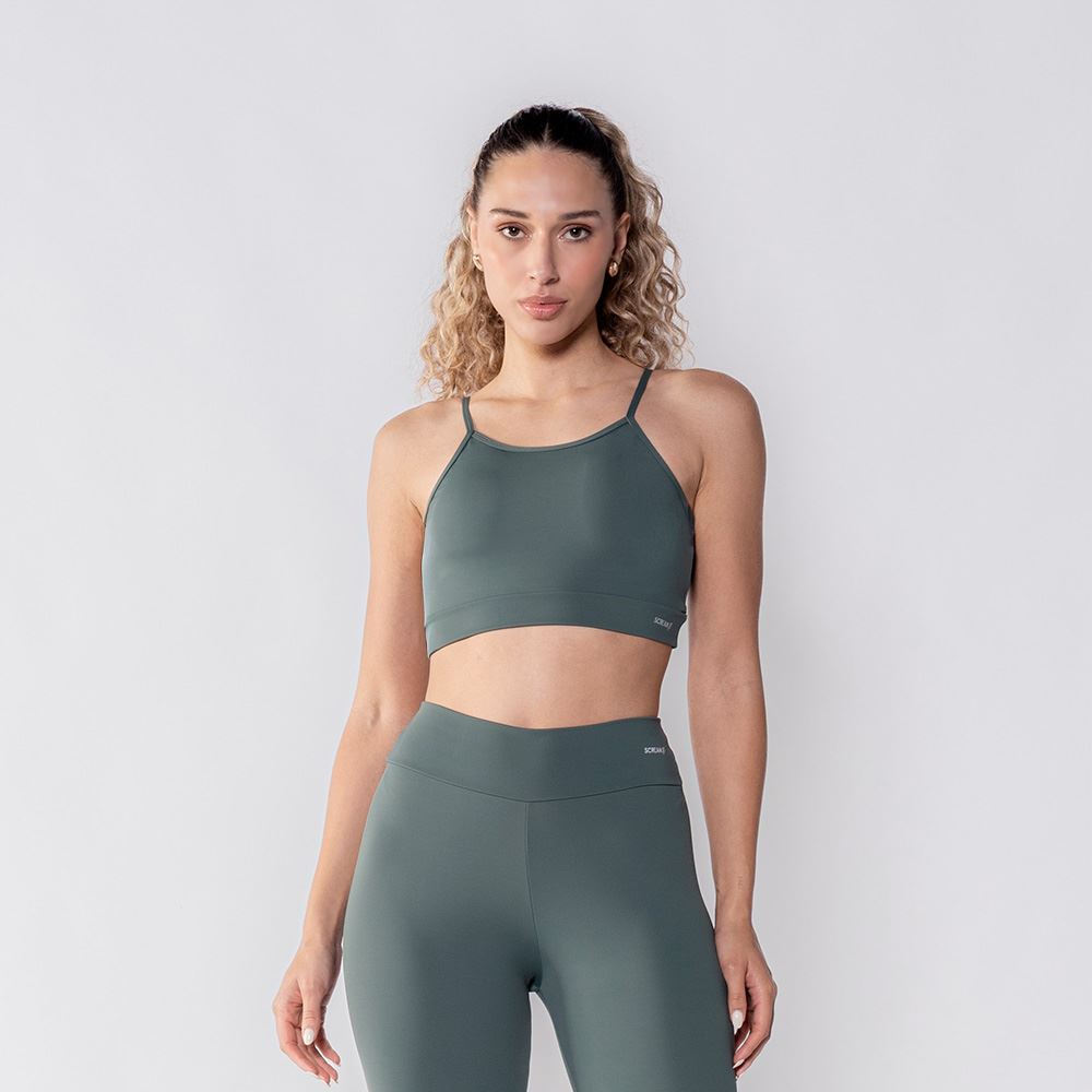Top Feminino De Alça Com Bojo Removível Scream Verde Oliva