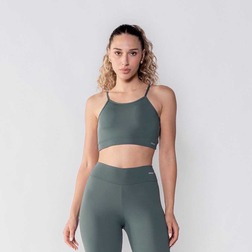 Top Feminino De Alça Com Bojo Removível Scream Verde
