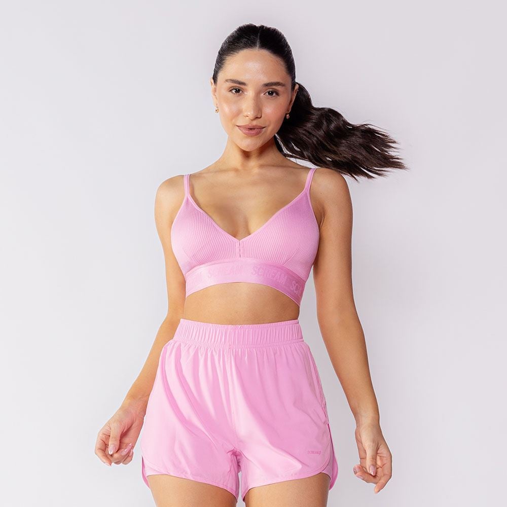 Top Feminino Esportivo Sem Costura Scream Rosa