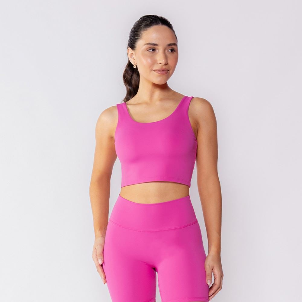 Top Feminino Fitness Com Forro Scream Rose Violet