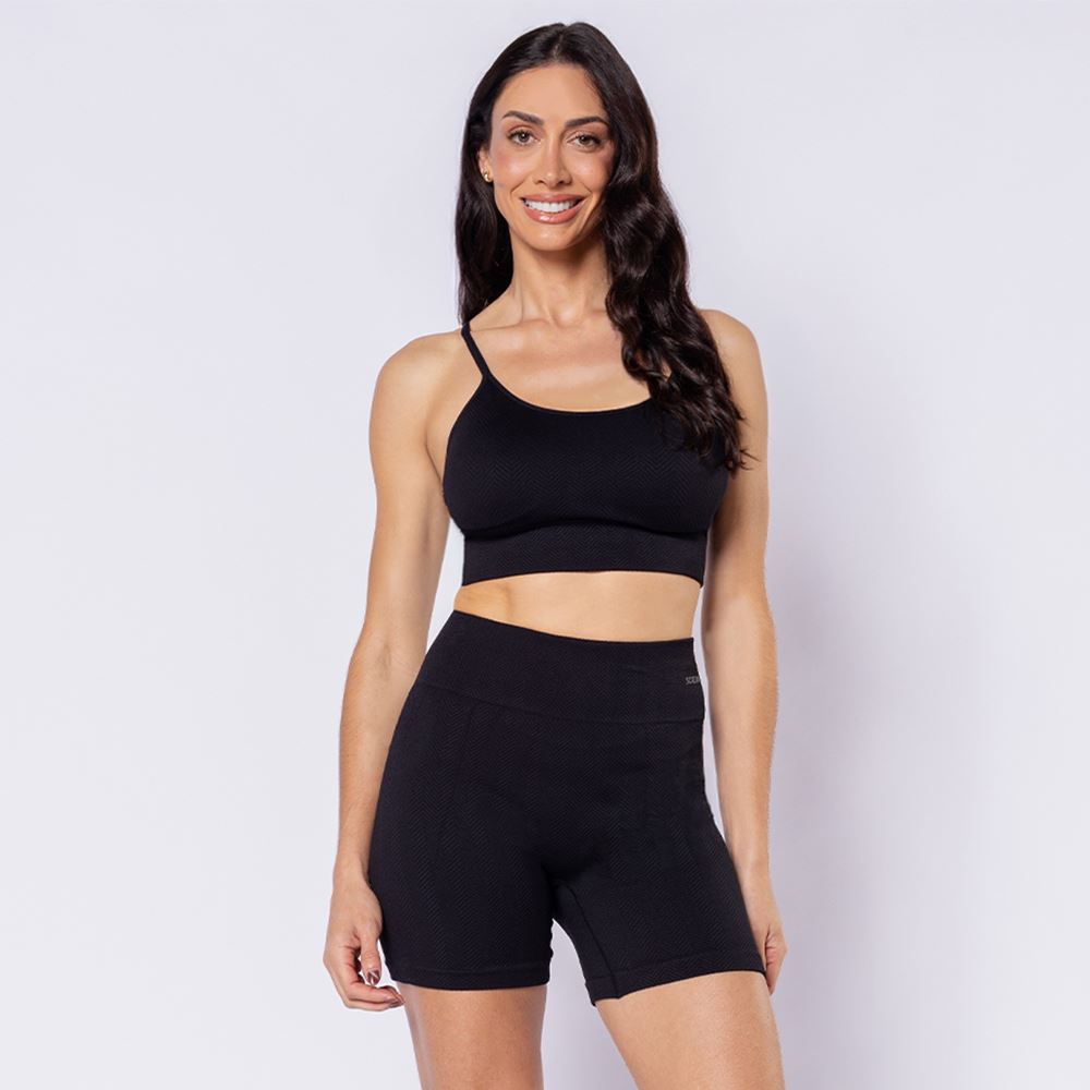 Top Feminino Fitness Sem Costura Scream Preto