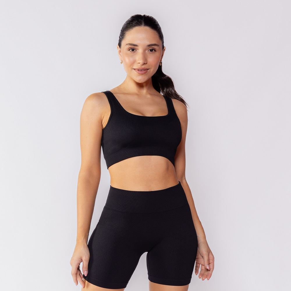 Top Feminino Fitness Sem Costura Scream Preto